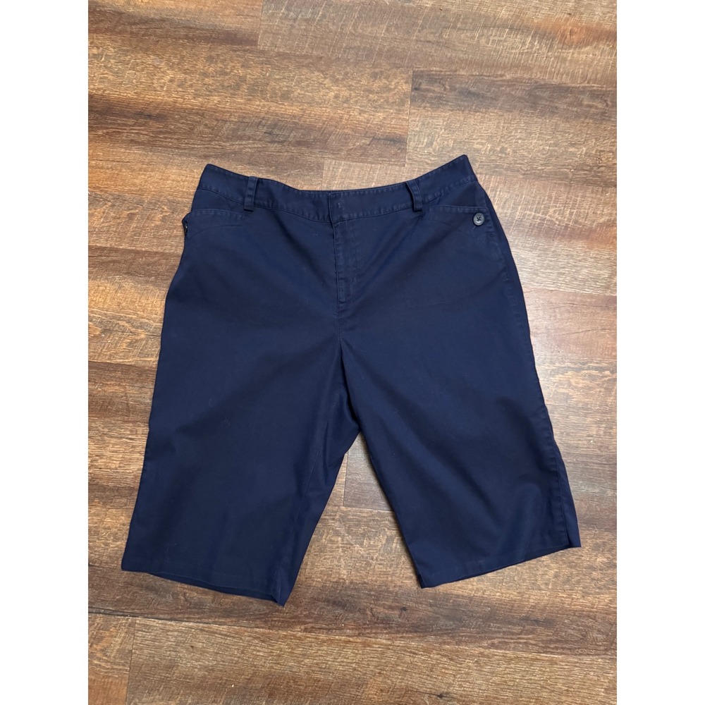 Lauren Ralph Lauren Women's Navy Bermuda Shorts Size 12 Petite Cotton Stretch